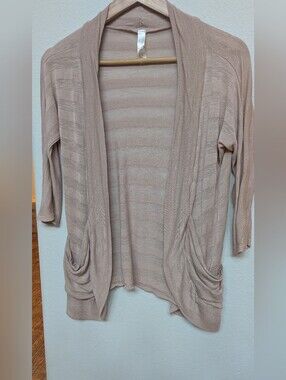 Women’s Open-Front Draped Cardigan in Light Taupe
